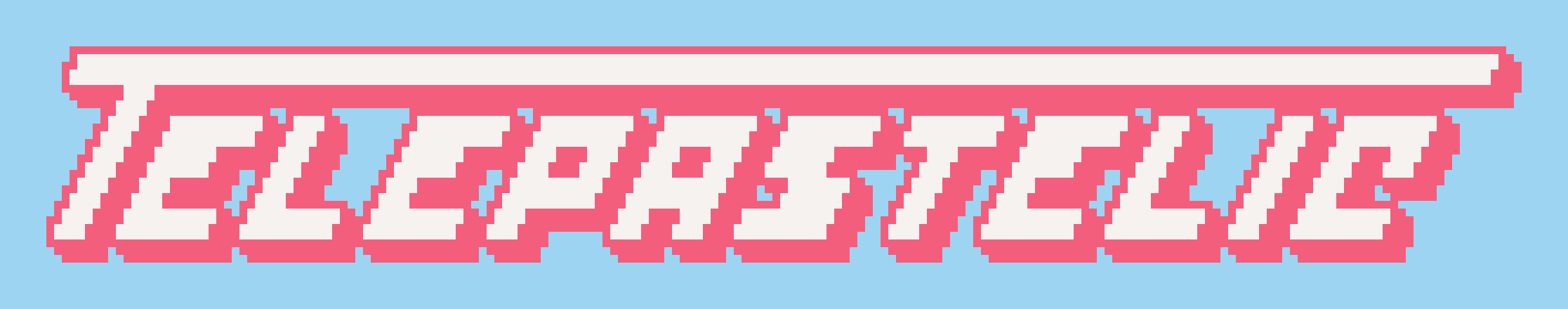 A pixel art logo that says Telepastels